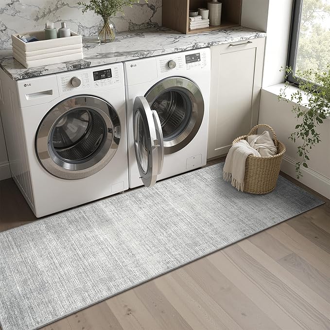 Valenrug Washable Rugs 2x6 - Stain Resistant 2x6 Area Rugs for Living Room, Non Slip Backing Large Area Rugs for Bedroom, Folable Machine Washable Area Rug (2'x6', Grey)