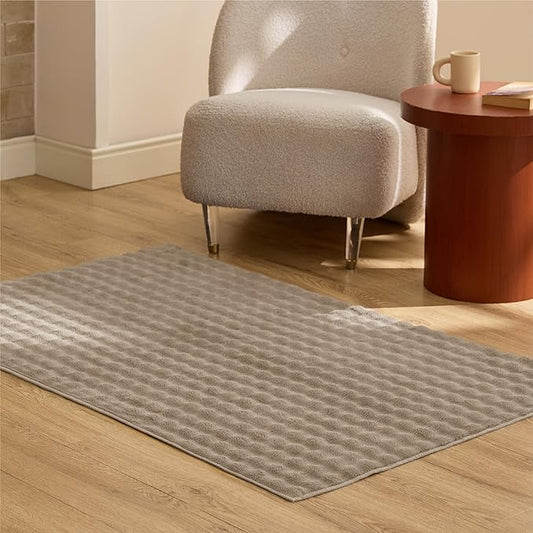 Bedsure 3x5 Fluffy Area Rugs for Living Room, Machine Washable Rugs, Non-Slip Backing, Non-Shedding, Pet Friendly Throw Rug for Bedroom Dining Room, Brown