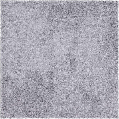 Unique Loom Davos Shag Collection Area Rug - Solid (7' 10" Square, Sterling)