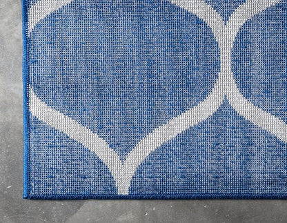 Rugs.com Lattice Frieze Collection Rug – 3' 3 x 5' 3 Navy Blue Medium Rug Perfect for Living Rooms, Large Dining Rooms, Open Floorplans