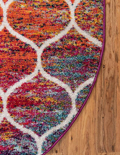 Rugs.com Lattice Frieze Collection Rug – 7' x 10' Oval Multi Medium Rug Perfect for Living Rooms, Large Dining Rooms, Open Floorplans