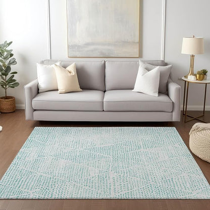 Addison Rugs Chantille ACN591 Aqua 9' x 12' Indoor Outdoor Area Rug, Easy Clean, Machine Washable, Non Shedding, Bedroom, Living Room, Dining Room, Kitchen, Patio Rug