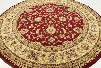 Unique Loom Voyage Collection Traditional Oriental Classic Intricate Design Area Rug (8' 0 x 8' 0 Round, Red/Gold)
