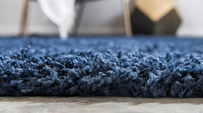 Unique Loom Solid Shag Collection Area Rug (2' 2" x 6' 5" Runner, Sapphire Blue/ Navy Blue)