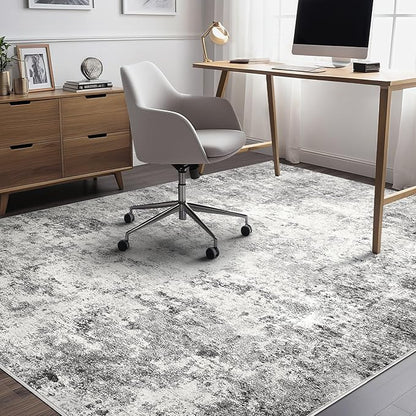 5x7 Area Rug Living Room Rugs - Washable Neutral Modern Abstract Soft Thin Large Rug Indoor Floor No Slip Rug Carpet for Bedroom Under Dining Table Home Office Decor - Grey