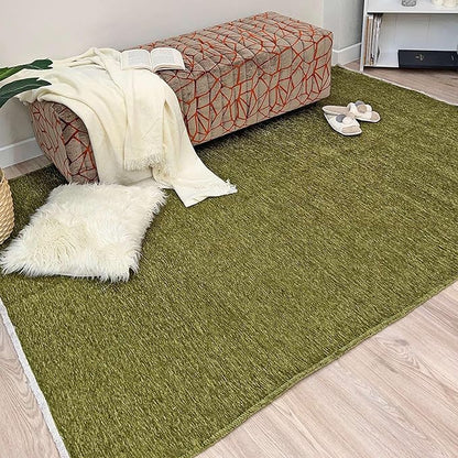Alfa Rich 5x8 Green Washable Area Rugs for Living Room Bedroom Kitchen Cotton Decor Solid Rug