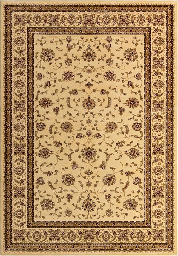 Unique Loom Voyage Collection Traditional Oriental Classic Area Rug (10' 0 x 14' 0 Rectangular, Ivory/Gold)