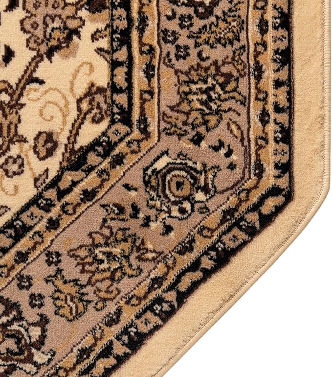 Unique Loom Sialk Hill Collection Area Rug - Washington (5' 3" Octagon Ivory/Black)