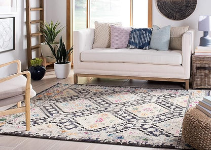 SAFAVIEH Madison Collection X-Large Area Rug - 12' x 15', Black & Yellow, Boho Diamond Distressed Design, Non-Shedding & Easy Care, Ideal for High Traffic Areas in Living Room, Bedroom (MAD418Z)