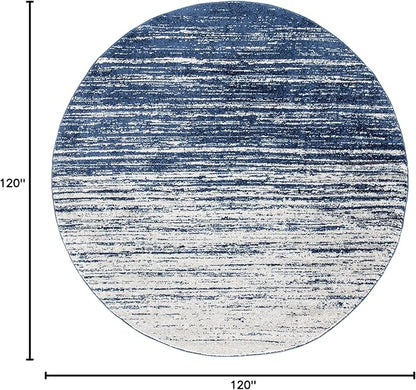 SAFAVIEH Adirondack Collection Area Rug - 10' Round, Navy & Ivory, Modern Ombre Design, Non Shedding & Easy to Clean, Ideal for Living Room, Bedroom, Office, Dining Space (ADR113N)