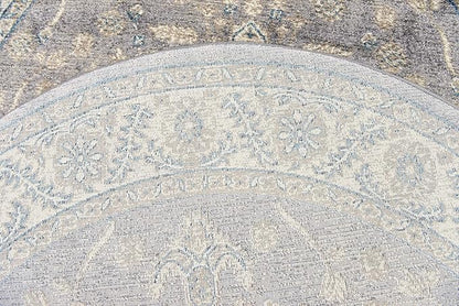 Unique Loom Salzburg Collection Classic Traditional Design Oriental Inspired Border Area Rug (5' 0 x 5' 0 Round, Gray/Beige)