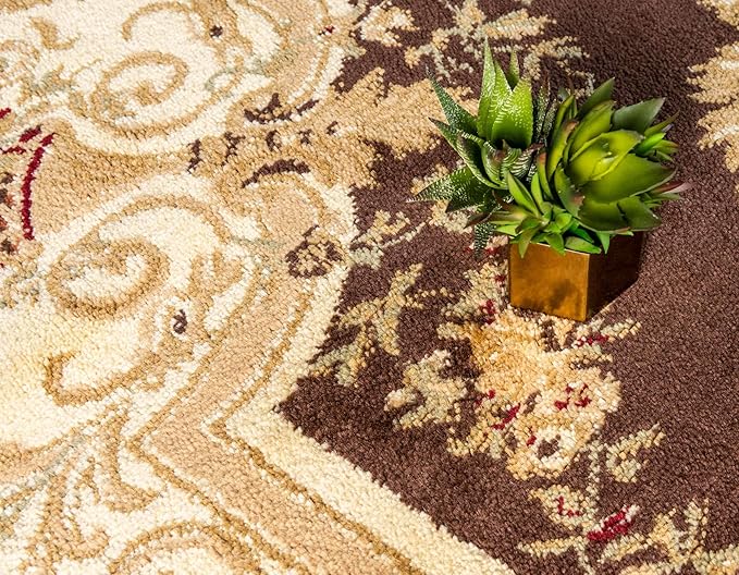 Unique Loom Versailles Collection Traditional Classic Floral Motif Area Rug (6' 0 x 9' 0 Rectangular, Brown/ Ivory)