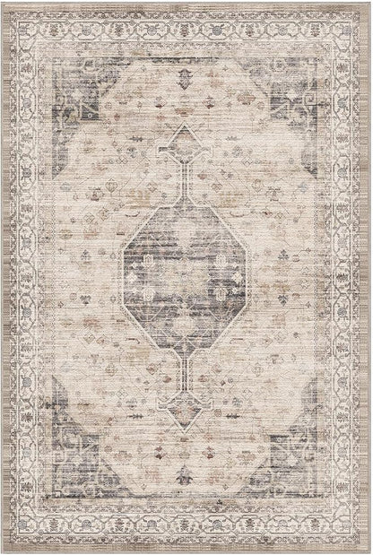 LUMI 8x12 Washable Area Rug for Living Room, Ultra Soft Traditional Rugs Non Slip with Rubber Backing, Low Profile, High Traffic, Stain Resistant Carpets, Ideal for Bedroom, Dining Room, Indoor