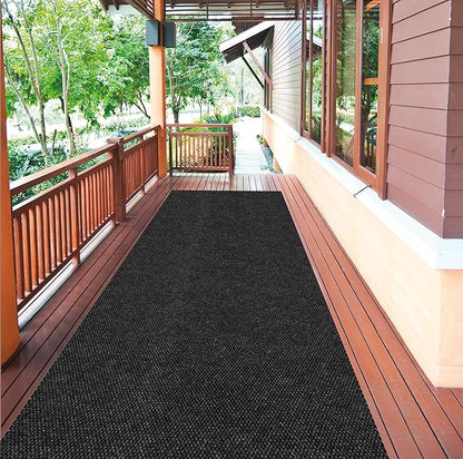 Ottomanson Commercial Scrape Rib Entry Mat – Heavy Duty Ribbed Floor Mat for High Traffic – Non Slip Rubber Back, Waterproof – Indoor Outdoor Use for Offices, Schools, Lobbies, 2'7" x 16', Black