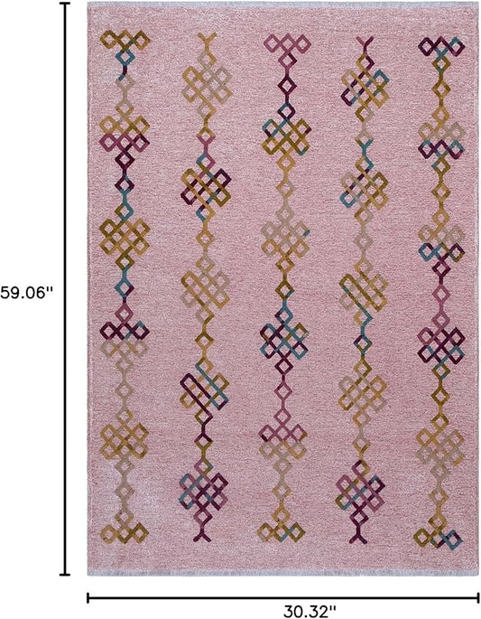 Alfa Rich 3x5 Light Pink Washable Area Rugs for Living Room Bedroom Kitchen Girls Decor Runner
