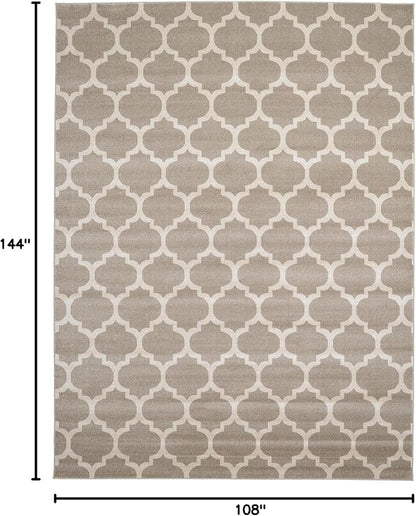 Rugs.com Lattice Collection Rug – 9' x 12' Light Brown Medium Rug Perfect for Living Rooms, Large Dining Rooms, Open Floorplans