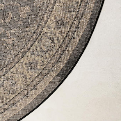 Unique Loom Sialk Hill Collection Area Rug - Washington (4' 1" Round Black/Gray)