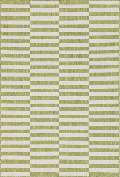 Unique Loom Outdoor Striped Collection Area Rug - Striped (6' 1" x 9' Rectangle, Green/Ivory)
