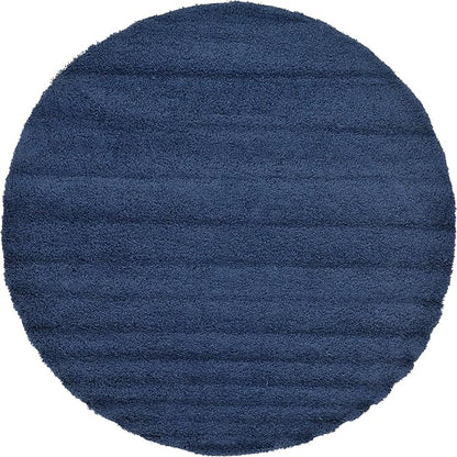 Unique Loom Solid Shag Collection Area Rug (8' Round Sapphire Blue/Navy Blue)