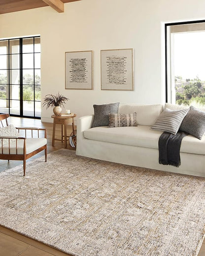 Loloi Amber Lewis Alie Collection ALE-05 Gold/Beige 7'-10'' x 7'-10'', .13'' Pile Height, Round Area Rug