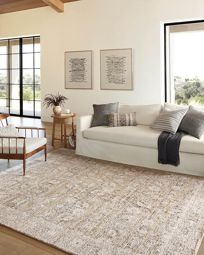 Loloi Amber Lewis Alie Collection ALE-05 Gold/Beige 2'-7'' x 7'-9'', .13'' Pile Height, Runner Rug
