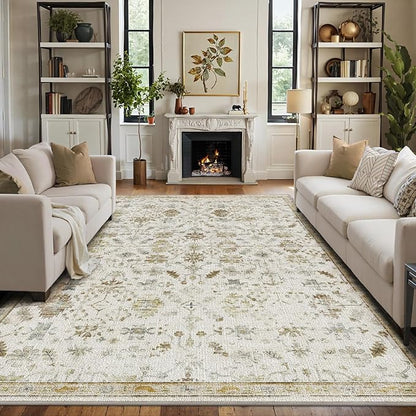 LUMI 5x8 Washable Area Rug for Living Room, Ultra Soft Traditional Vintage Rugs Non Slip with Rubber Backing, Low Profile, High Traffic, Stain Resistant Carpets, Ideal for Bedroom, Dining Room, Indoor