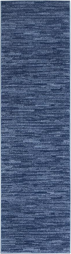 Nourison Home Nourison Essentials Navy Blue 2'2" x 7'6" Area Rug - Easy Clean, Non Shedding, Bed Room, Living Room, Dining Room, Kitchen (8' Runner)
