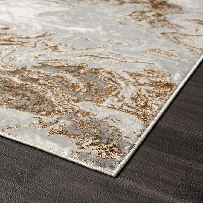 LUXE WEAVERS Marble Swirl Abstract Area Rug, Gray 2x3
