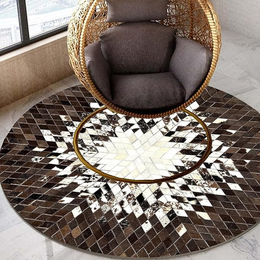 Round Area Rug – Soft and Durable Floor Mat for Living Room, Bedroom, or Entryway – Non-Slip Modern Carpet for Home Decor & Interior Styling(White 6X6)