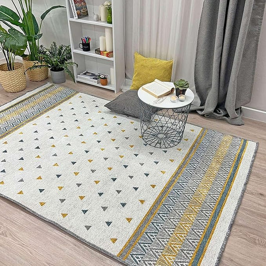 Alfa Rich 3x10 Gold Gray Off White Washable Area Rugs for Living Room Hallway Kitchen Decor Runner