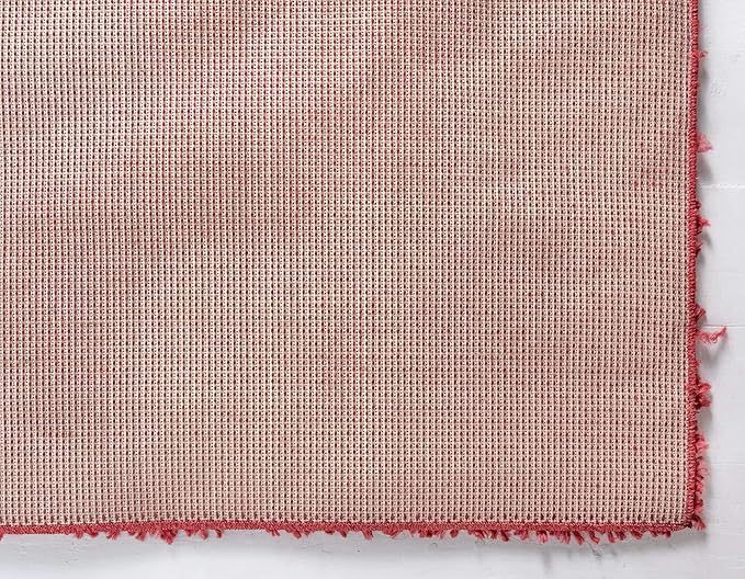 Unique Loom Davos Shag Collection Area Rug - Solid (3' 3" Square, Poppy)