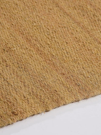 Rugsotic Carpets Hand Woven Flat Weave Kilim Wool ECO-Friendly Area Rugs - 9'x12', Rectangle Shape, Gold Color, Solid Plain Design, Low Pile Handmade Area Rugs for Living Room, Bed Room (D00111)