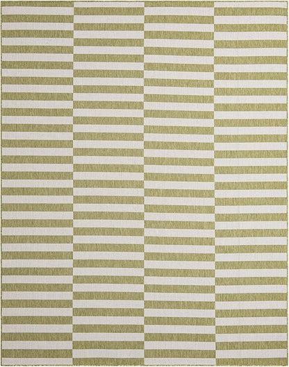 Unique Loom Outdoor Striped Collection Area Rug - Striped (7' 10" x 10' Rectangle Green/Ivory)