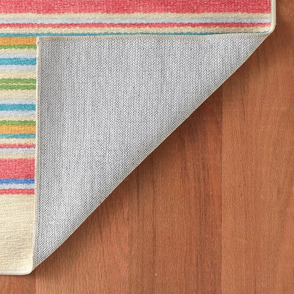 Dash & Albert Cady Stripe Multi Machine Washable Rug, 7.5 X 9.5 Feet, Multicolored Stripe Pattern - Premium Luxury Hotel Quality Soft Breathable Hypoallergenic Machine Washable Easy Care All Season
