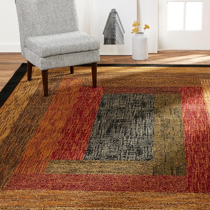 Home Dynamix Royalty Vega Contemporary Geometric Area Rug, Black/Brown, 9'2"x12'6"
