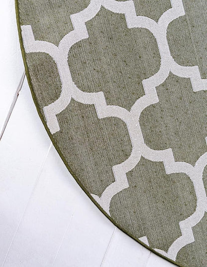 Rugs.com Lattice Collection Rug – 6 Ft Round Dark Green Medium Rug Perfect for Kitchens, Dining Rooms