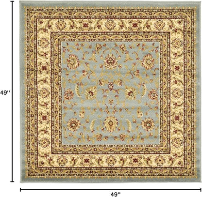 Unique Loom Voyage Collection Traditional Oriental Classic Intricate Design Area Rug (4' 0 x 4' 0 Square, Light Blue/Gold)