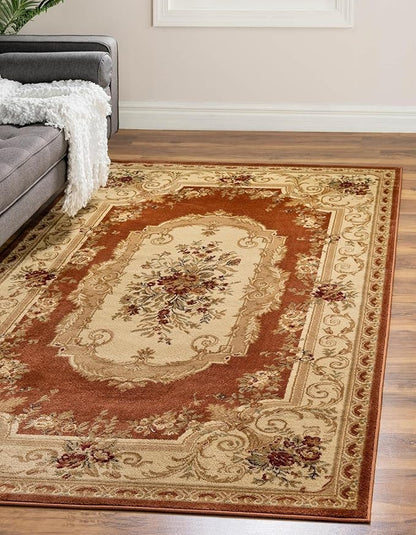 Rugs.com Chateau Collection Rug – 4' x 6' Brick Red Medium Rug Perfect for Entryways, Kitchens, Breakfast Nooks, Accent Pieces