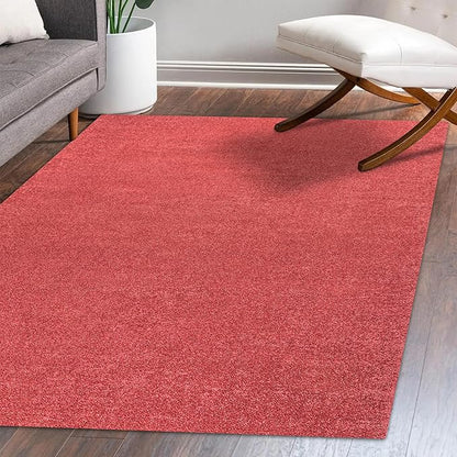 Eyely UES100E-6 Supersoft Haze Solid Low-Pile Indoor Area Rug, Coastal, Bohemian, Minimalist, Classic, Casual for Bedroom,Kitchen,Living Room,Non Shedding,Easy-Washing, Red, 6 X 9