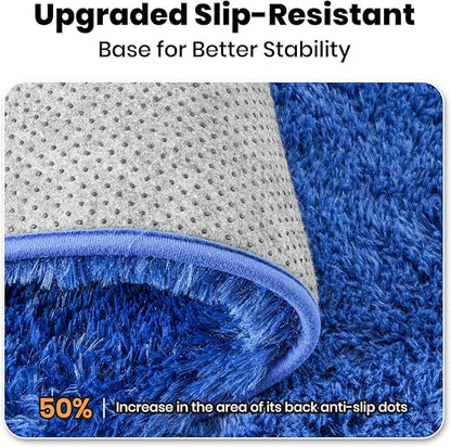 Zentavio Navy Blue Area Rugs for Living Room Boys Rugs for Bedroom 9x12 Large Shag Washable Carpet Soft Furry Fluffy Aesthetic Kids Playroom Rugs for Teen Home Decor