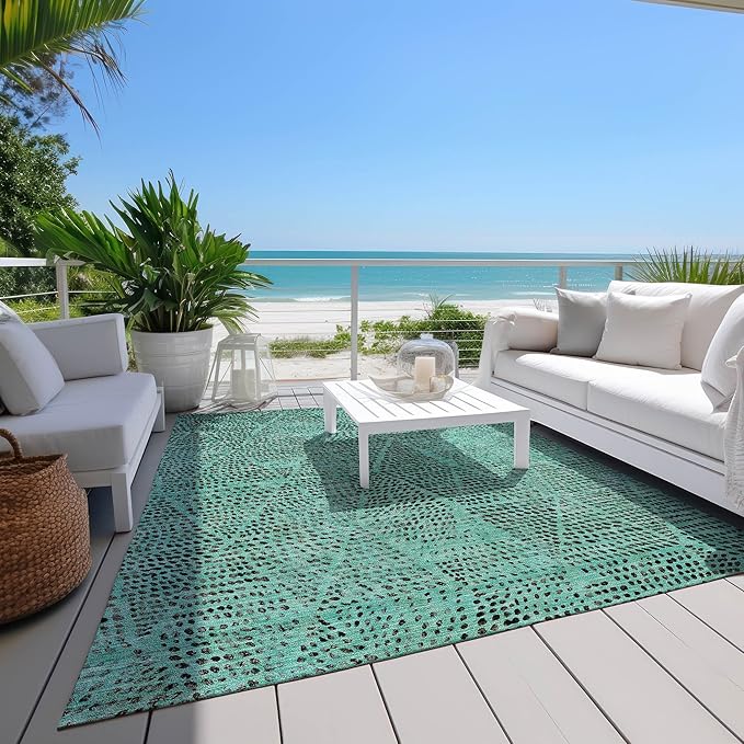 Addison Rugs Chantille ACN591 Teal 3' x 5' Indoor Outdoor Area Rug, Easy Clean, Machine Washable, Non Shedding, Bedroom, Living Room, Dining Room, Kitchen, Patio Rug
