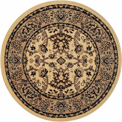 Unique Loom Sialk Hill Collection Area Rug - Washington (3' 3" Round Ivory/Black)