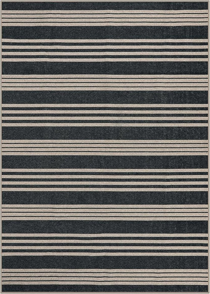 Lahome Striped Easy Jute Outdoor Patio Rug, Washable 5x7 Area Rugs for Living Room Office Indoor Outdoor Carpet, Farmhouse Non Shedding Stain Resistance Carpet for Dining Room Backyard Deck