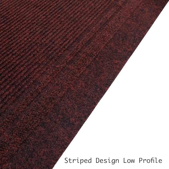 English Home Custom Size Anti Slip Burgundy Design Light Weight Durable TPR Backing Thin Pile Runner Rug (26" x 45')