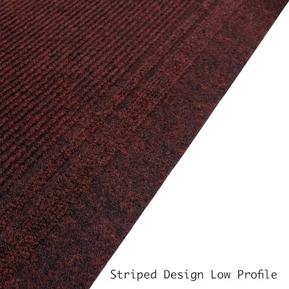 English Home Custom Size Anti Slip Burgundy Design Light Weight Durable TPR Backing Thin Pile Runner Rug (36" x 5')