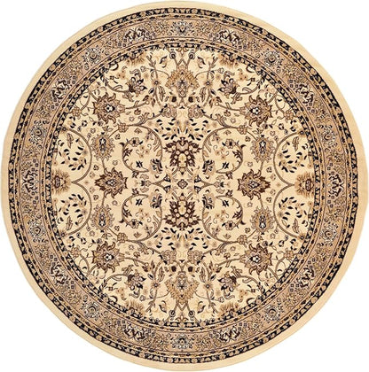 Unique Loom Sialk Hill Collection Area Rug - Washington (7' 10" Round Ivory/Black)