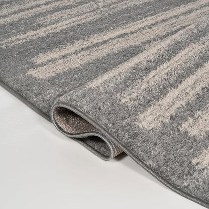 JONATHAN Y Khalil Modern Berber Stripe Gray/Cream Indoor Area Rug, 8x10, Contemporary, Bohemian, Easy-Cleaning for Living Room, Bedroom, Kitchen, Pet Friendly, Non-Shedding (MOH207G-8)