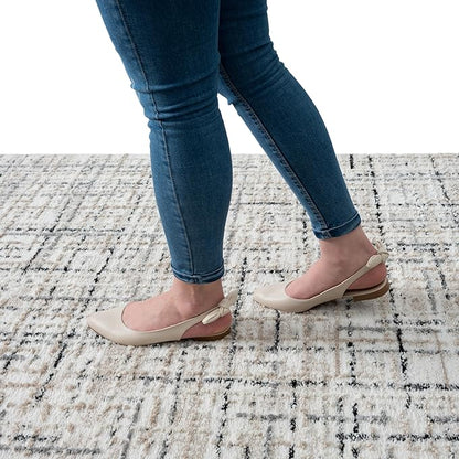 Abani Grey Area Rug for Living Room, Bedroom - Crosshatch Pattern- 6' x 9' -Durable & Easy to Clean