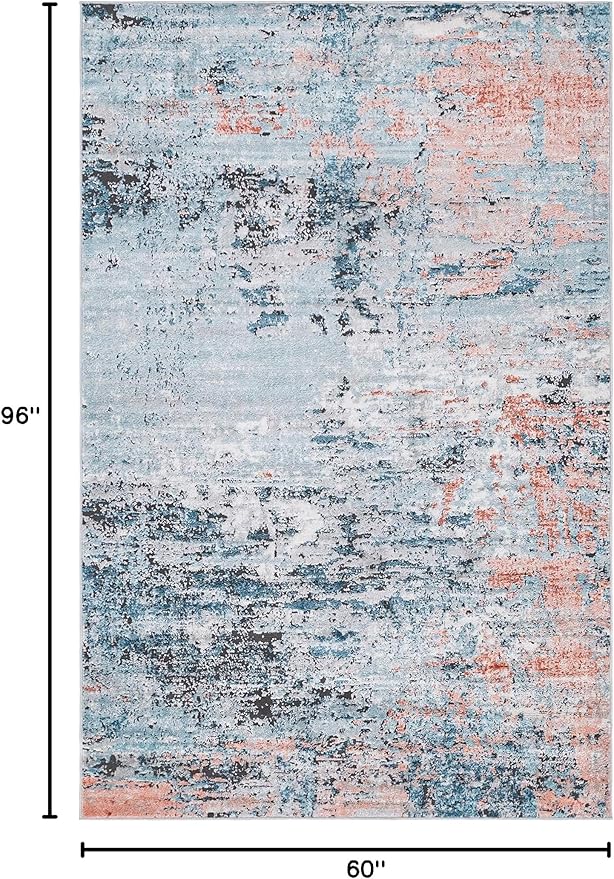 Rugs.com Leipzig Collection Area Rug – 5X8 Multi Low-Pile Rug Perfect for Bedrooms, Dining Rooms, Living Rooms
