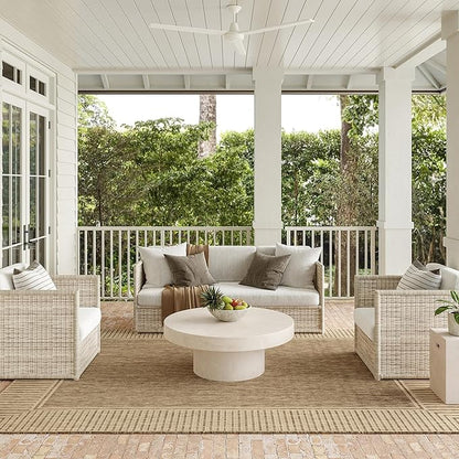 Nuloom Asha Light Brown/Ivory, 10' x 13', Casual, Striped Border, Soft and Cozy, High Traffic, Stain Resistant, Easy Clean, Durable Area Rug for Indoor/Outdoor Patio, Deck, Porch, Garden, Courtyard